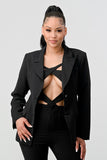 Black sexy cutout two pcs suit