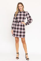 High Neck Plaid Sheath Plus Size Dress