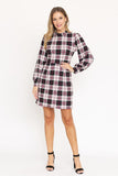 High Neck Plaid Sheath Plus Size Dress