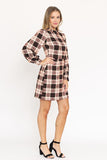 High Neck Plaid Sheath Dress