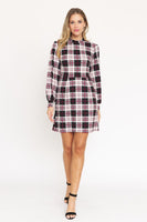 High Neck Plaid Sheath Plus Size Dress