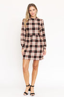 High Neck Plaid Sheath Plus Size Dress