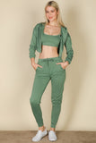 Cropped Cami with Zip-up Jacket and Joggers Set