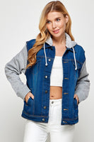 Women's Denim  Jacket with Fleece Hoodies