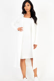 Ribbed Cardigan & Cami Midi Bodycon Dress