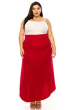 Plus size, solid, high waisted, A-line, midi skirt