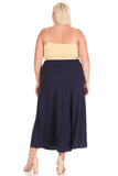 Plus size, solid, high waisted, A-line, midi skirt