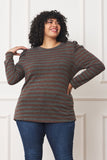 Plus Shirred Puff Sleeve Stripe Top