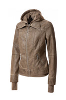 Women's Hood PU Leather Jacket