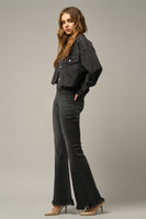 MID-RISE WIDE ELASTIC BANDED FLARE JEANS