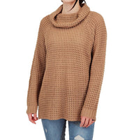 Cowl Neck Oversized Pop-Corn Knit Tunic Sweater