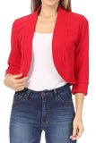 Solid, waist length, collarless blazer cardigan