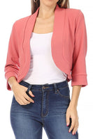 Solid, waist length, collarless blazer cardigan