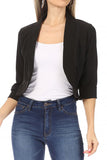 Solid, waist length, collarless blazer cardigan