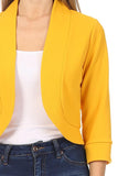 Solid, waist length, collarless blazer cardigan