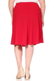 Plus size, solid, A-line, knee length skirt