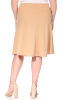 Plus size, solid, A-line, knee length skirt