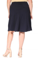 Plus size, solid, A-line, knee length skirt