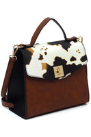 Colorblock Twist Lock Flap Satchel