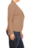 Plus Size Open front Long sleeves Waist length blazer jacket