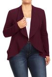 Plus Casual Solid open front jacket blazer