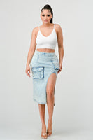 CASUAL WASHED DENIM SKIRT