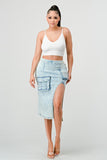 CASUAL WASHED DENIM SKIRT