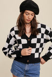 Bold Gingham Sweater Weaved Crop Cardigan