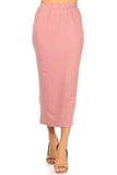 Solid Midi Pencil Skirt