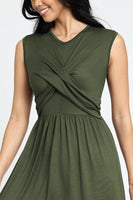 Sleeveless Cross-Over Bodice Midi Dress