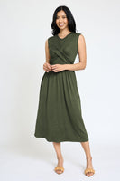 Plus Size Sleeveless Cross-Over Bodice Midi Dress