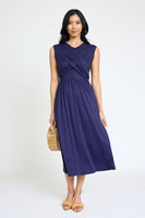 Sleeveless Cross-Over Bodice Midi Dress