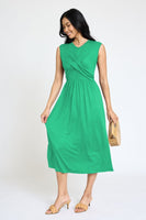 Plus Size Sleeveless Cross-Over Bodice Midi Dress