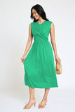 Plus Size Sleeveless Cross-Over Bodice Midi Dress