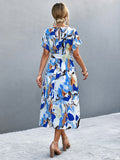 Women Print Round Neck Neck Short Sleeve Dress