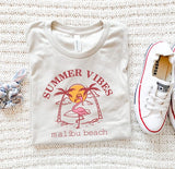 Summer Vibes Flamingo Malibu Beach Graphic Tee