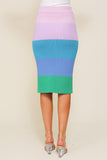 High-Waisted Midi Sweater Multicolor Skirt  (Matching top WN10164)