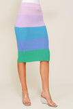 High-Waisted Midi Sweater Multicolor Skirt  (Matching top WN10164)