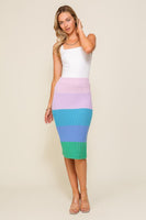 High-Waisted Midi Sweater Multicolor Skirt  (Matching top WN10164)