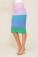 High-Waisted Midi Sweater Multicolor Skirt  (Matching top WN10164)