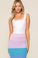 High-Waisted Midi Sweater Multicolor Skirt  (Matching top WN10164)