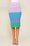 High-Waisted Midi Sweater Multicolor Skirt  (Matching top WN10164)