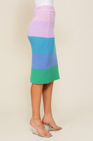 High-Waisted Midi Sweater Multicolor Skirt  (Matching top WN10164)