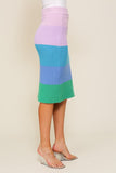 High-Waisted Midi Sweater Multicolor Skirt  (Matching top WN10164)