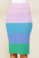 High-Waisted Midi Sweater Multicolor Skirt  (Matching top WN10164)