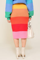 High-Waisted Midi Sweater Multicolor Skirt  (Matching top WN10164)