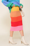 High-Waisted Midi Sweater Multicolor Skirt  (Matching top WN10164)