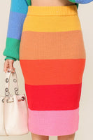 High-Waisted Midi Sweater Multicolor Skirt  (Matching top WN10164)