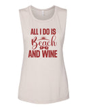 All I Do Is Beach & Wine Plus Size Graphic Print Muscle Tank