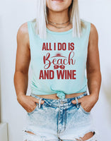 All I Do Is Beach & Wine Plus Size Graphic Print Muscle Tank